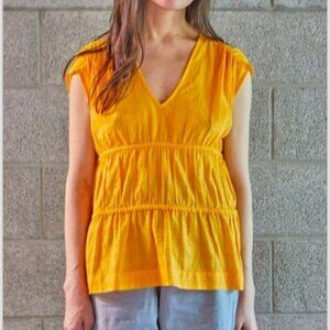 M.Patmos Lotus Dobby Shirt Top Sleeveless Marigold Organic Cotton - Medium